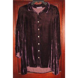 Cut Loose L Silk Velvet Tunic Top Blouse Shirt Button Lagenlook Draped Purple US